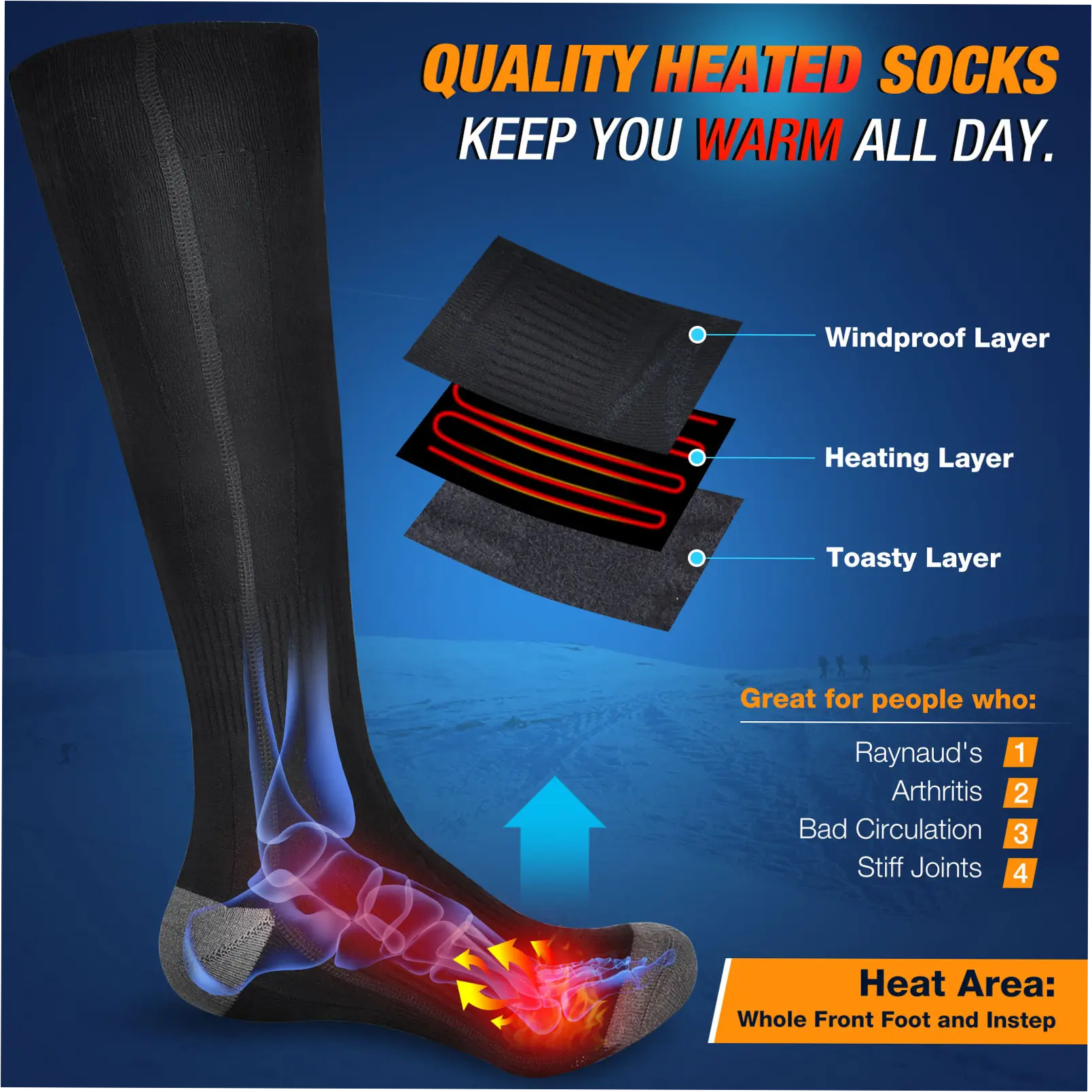 moissanitedream-v9556snq 3-Level USB Heated Socks for Warmth & Comfort - Image 1
